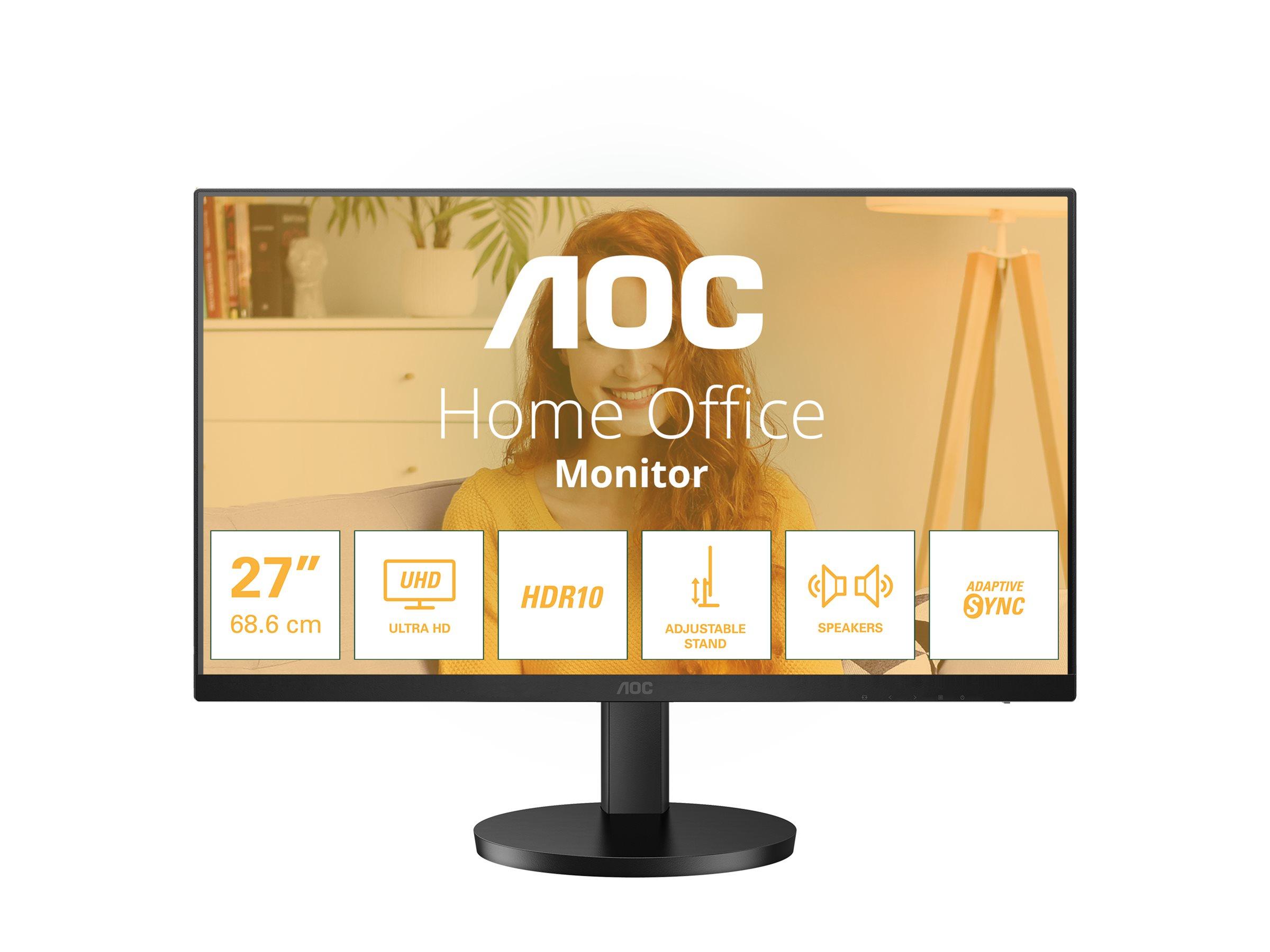 AOC U27B3AF 27" 4K UHD IPS skærm med HDR10, 60 Hz, 2 x HDMI, DisplayPort og højttalere