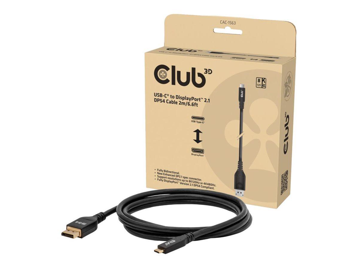 Club 3D CAC-1563 USB-C til DisplayPort 2.1 adapterkabel 2 m sort