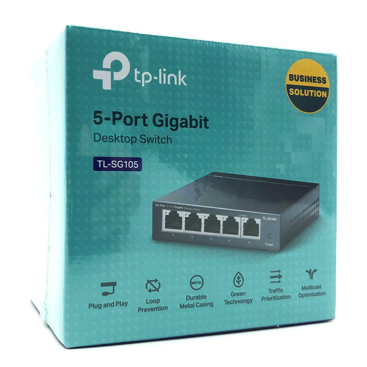 TP-Link TL-SG105 5-port Gigabit switch i metal til desktop og vægmontering