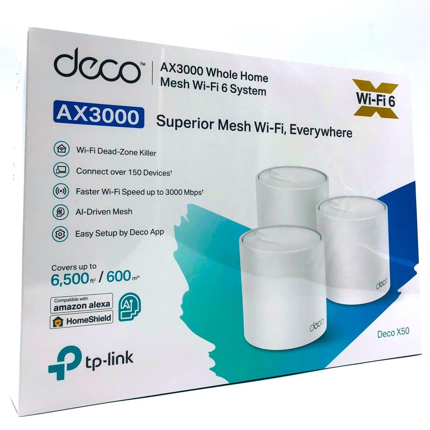 TP-Link Deco X50 AX3000 mesh Wi-Fi 6-system med 3 routere, dual-band, op til 600 m2