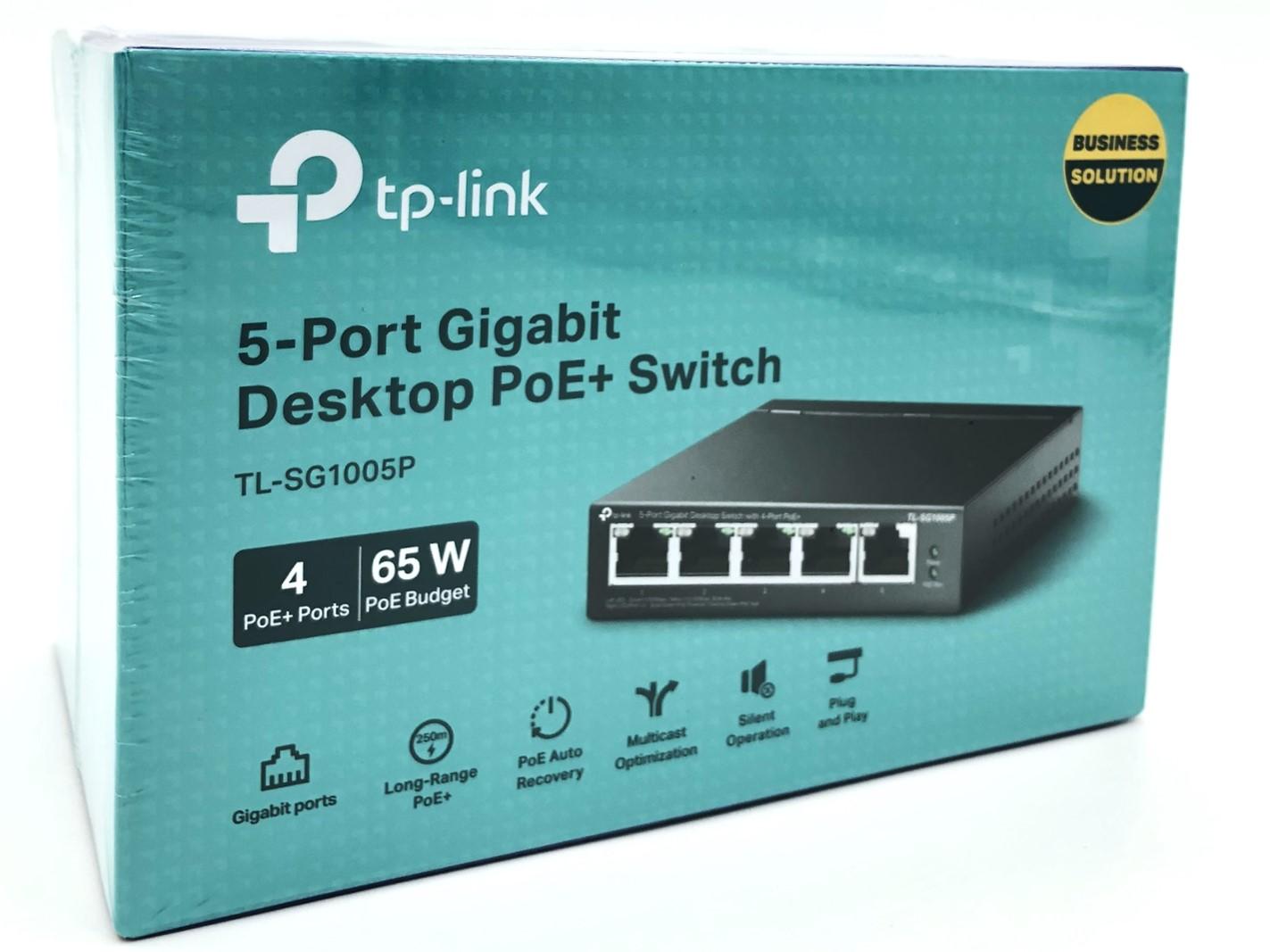 TP-Link TL-SG1005P 5-ports Gigabit PoE-switch til desktop, ikke-administreret, 4 PoE-porte