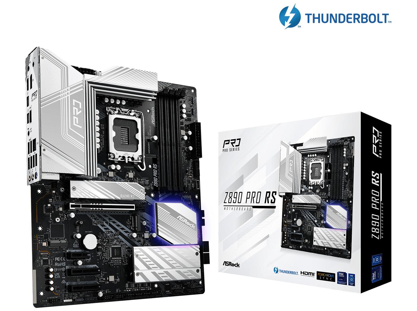 ASRock Z890 Pro RS - Bundkort - ATX - LGA1851 sokkel - Z890 Chipset - USB4, USB 3.2 Gen 2, USB 3.2 Gen 1 - 2.5 Gigabit LAN - onboard grafik (CPU påkrævet) - HD Audio (8-kanaler)