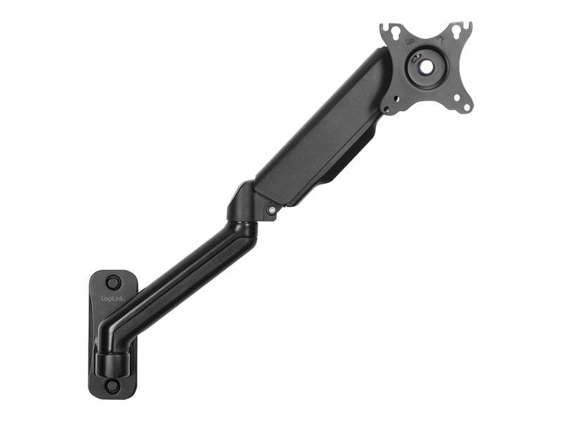 LogiLink monitorarm til væg 17"-32" - gasfjeder, sort, VESA 75 x 75/100 x 100 mm