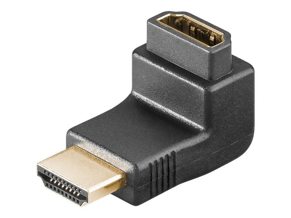 Goobay HDMI™-vinkeladapter för koaxialkabel, Guldpläterad (4K @ 60 Hz) HDMI™-uttag (typ A) > HDMI™ kontakt (typ A) 90 °