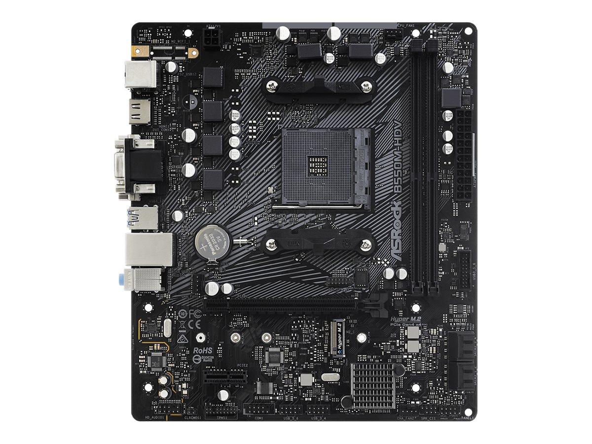 ASRock B550M-HDV - Bundkort - micro ATX - Socket AM4 - AMD B550 Chipset - USB 3.2 Gen 1 - Gigabit LAN - onboard grafik (CPU påkrævet) - HD Audio (8-kanaler)