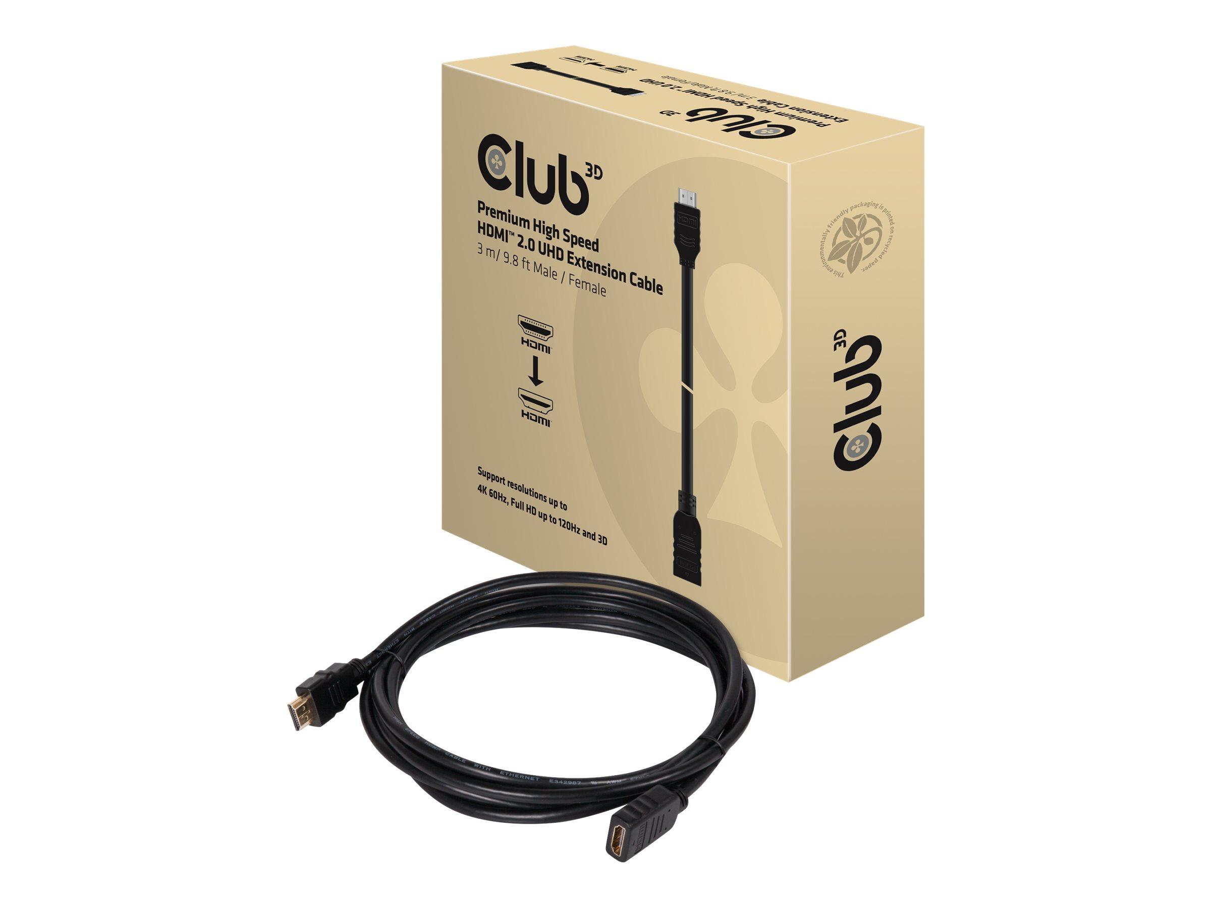 Club 3D CAC-1321 - HDMI-forlængerkabel - HDMI han til HDMI hun - 3 m - 4K support