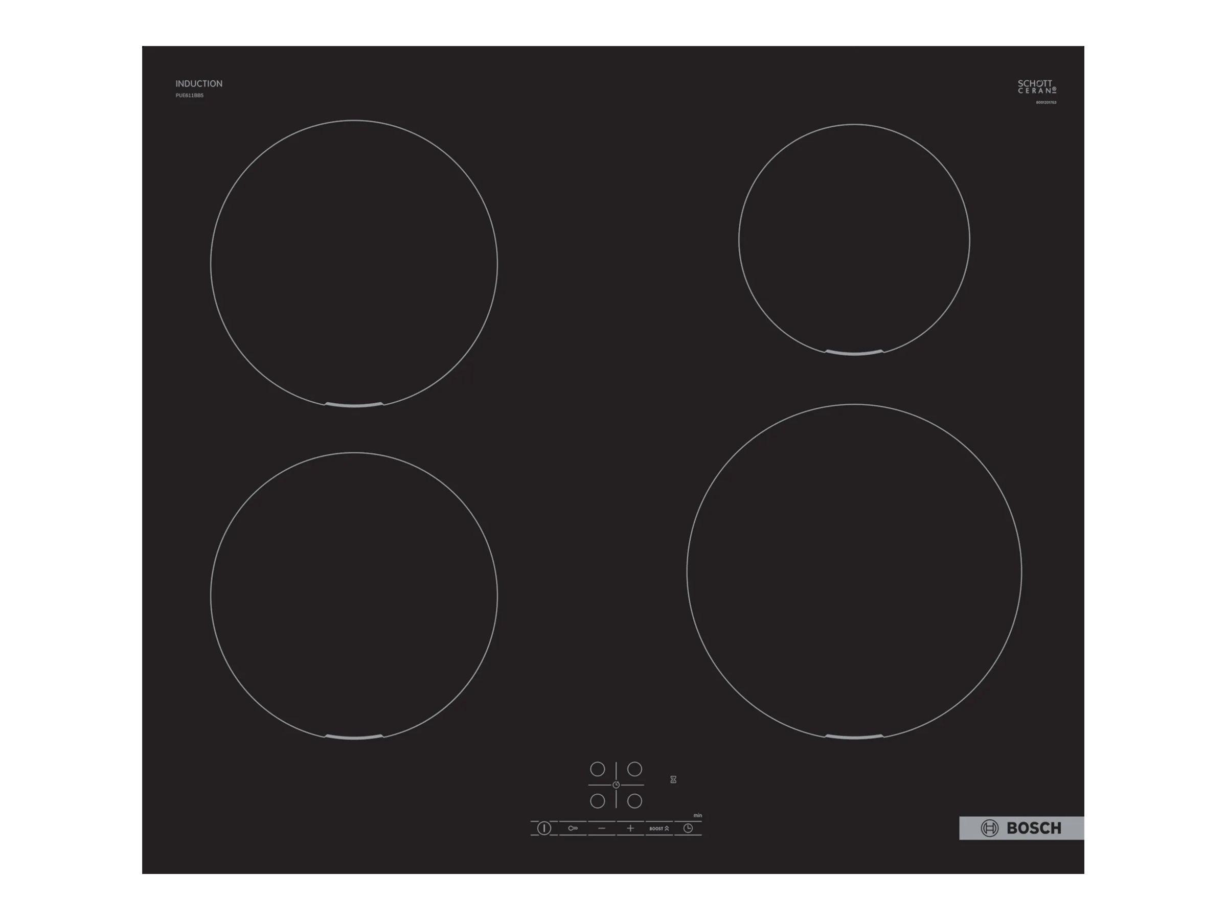 Bosch Serie 4 PUE611BB5E indbygningskogeplade 60 cm med induktion, 4 zoner, sort