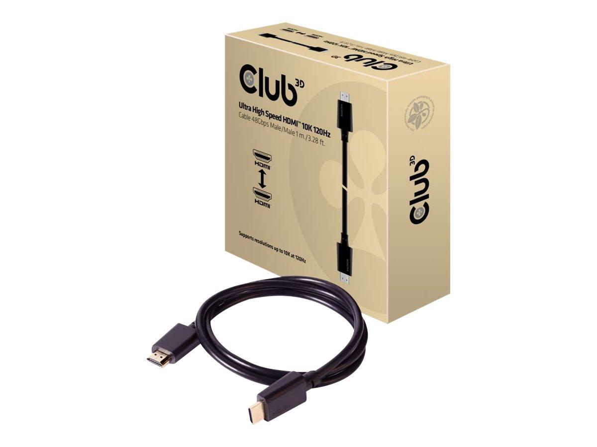 CLUB3D Ultra High Speed HDMI 2.1 Cable 10K 120Hz, 48Gbps Male/Male 1 m./3.28 ft.
