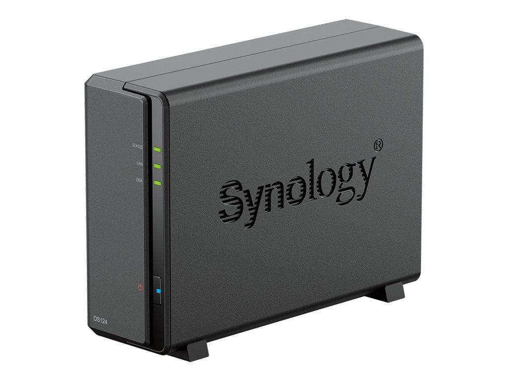 Synology DiskStation DS124 NAS-server med 1 GB RAM, Gigabit Ethernet og 1 drevbås