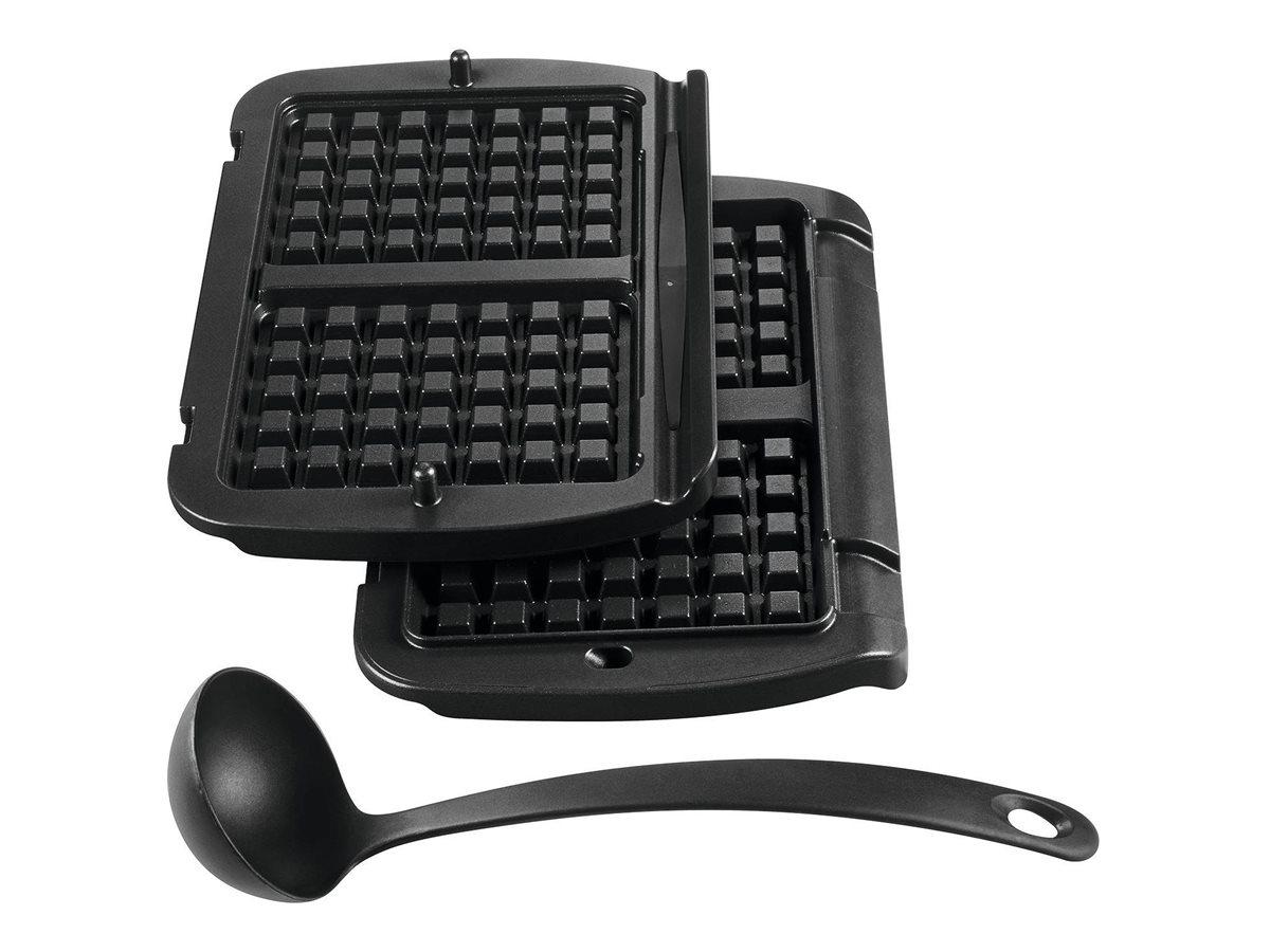 Tefal XA724810 vaffelplader til OptiGrill, aluminium, 2 plader + øse, sort