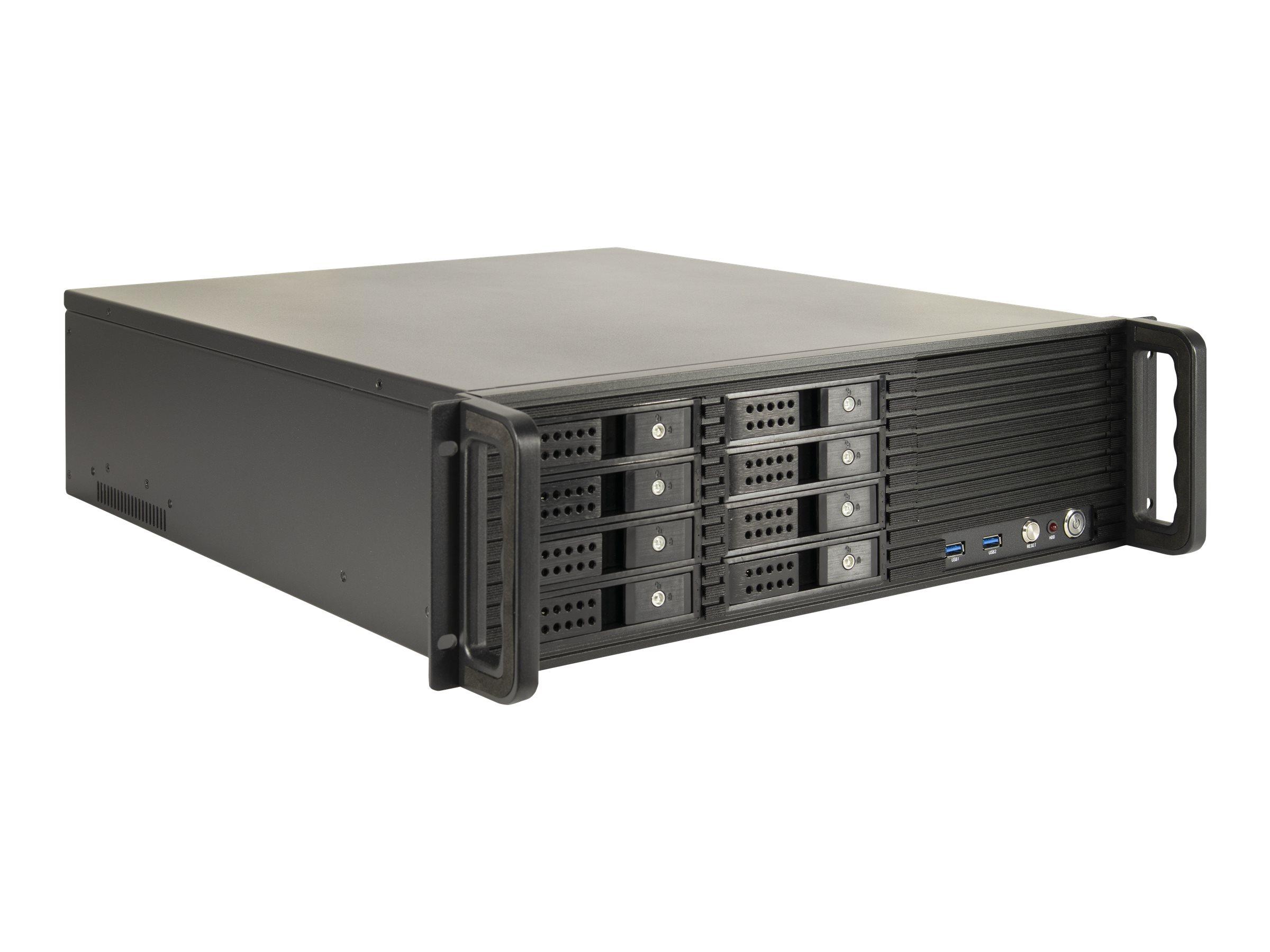 Inter-Tech IPC 3U-3508 3U rackkabinet til ATX, 8 hot-swap bays, SATA/SAS, USB 3.0 - sort