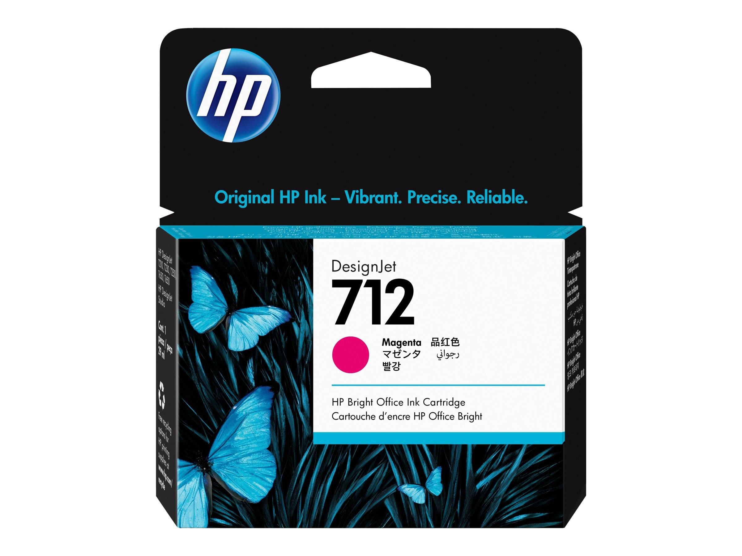 HP 712 magenta original blækpatron 29 ml - 3ED68A til DesignJet Studio, T210, T230, T250, T630, T650