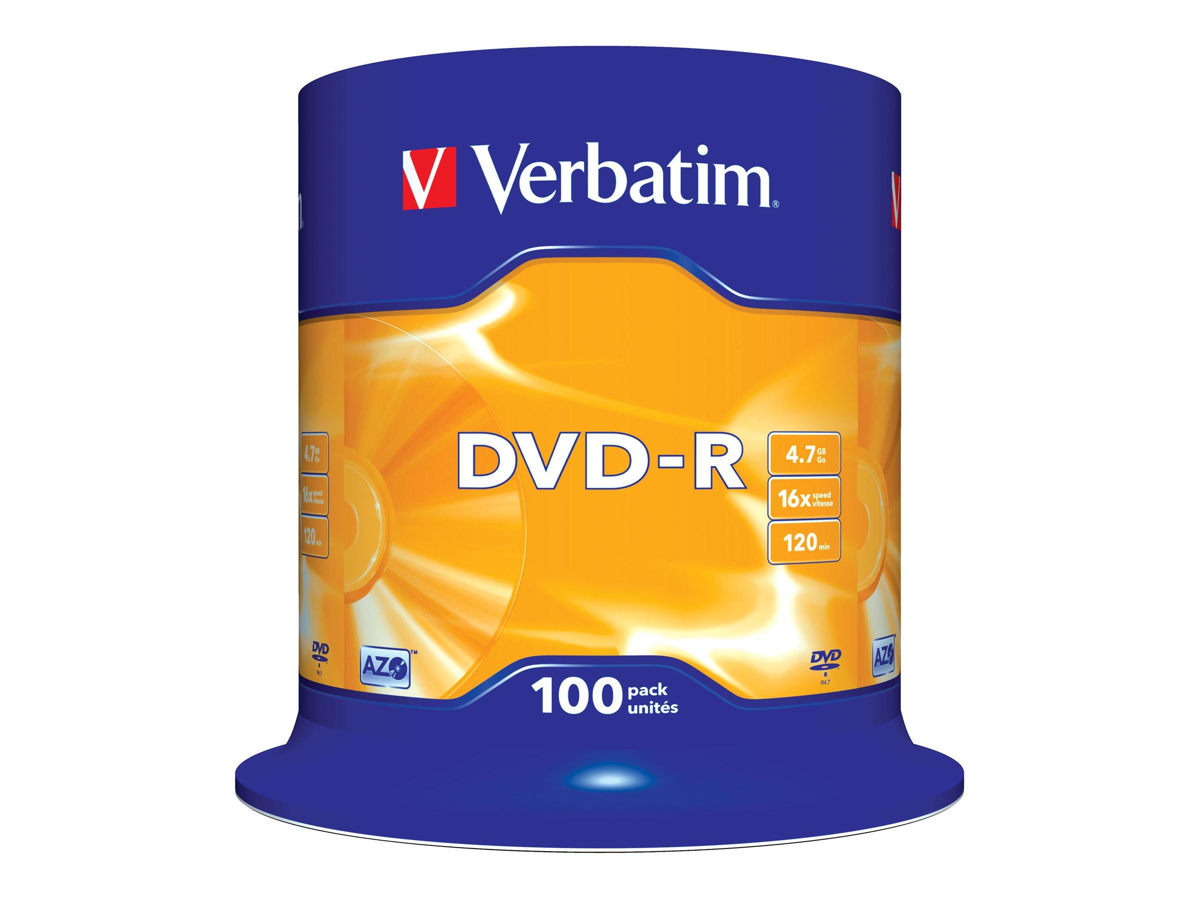 DVD-R medier 4,7 GB 16x - Verbatim (100-pak)
