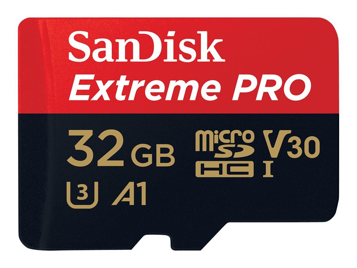 SanDisk Extreme Pro - Flashhukommelseskort (microSDXC til SD adapter inkluderet) - 32 GB - A1 / Video Class V30 / UHS-I U3 - 667x - microSDHC UHS-I