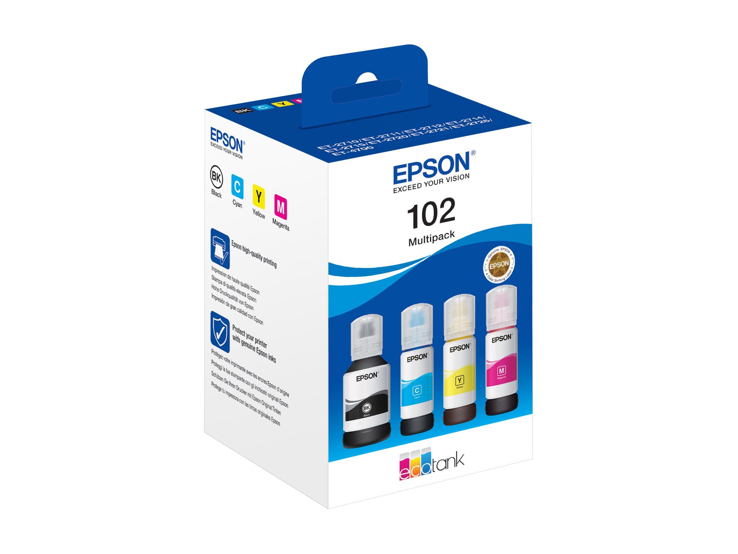 Blækflasker til printer - Epson 102 multipack (sort, cyan, magenta, gul)