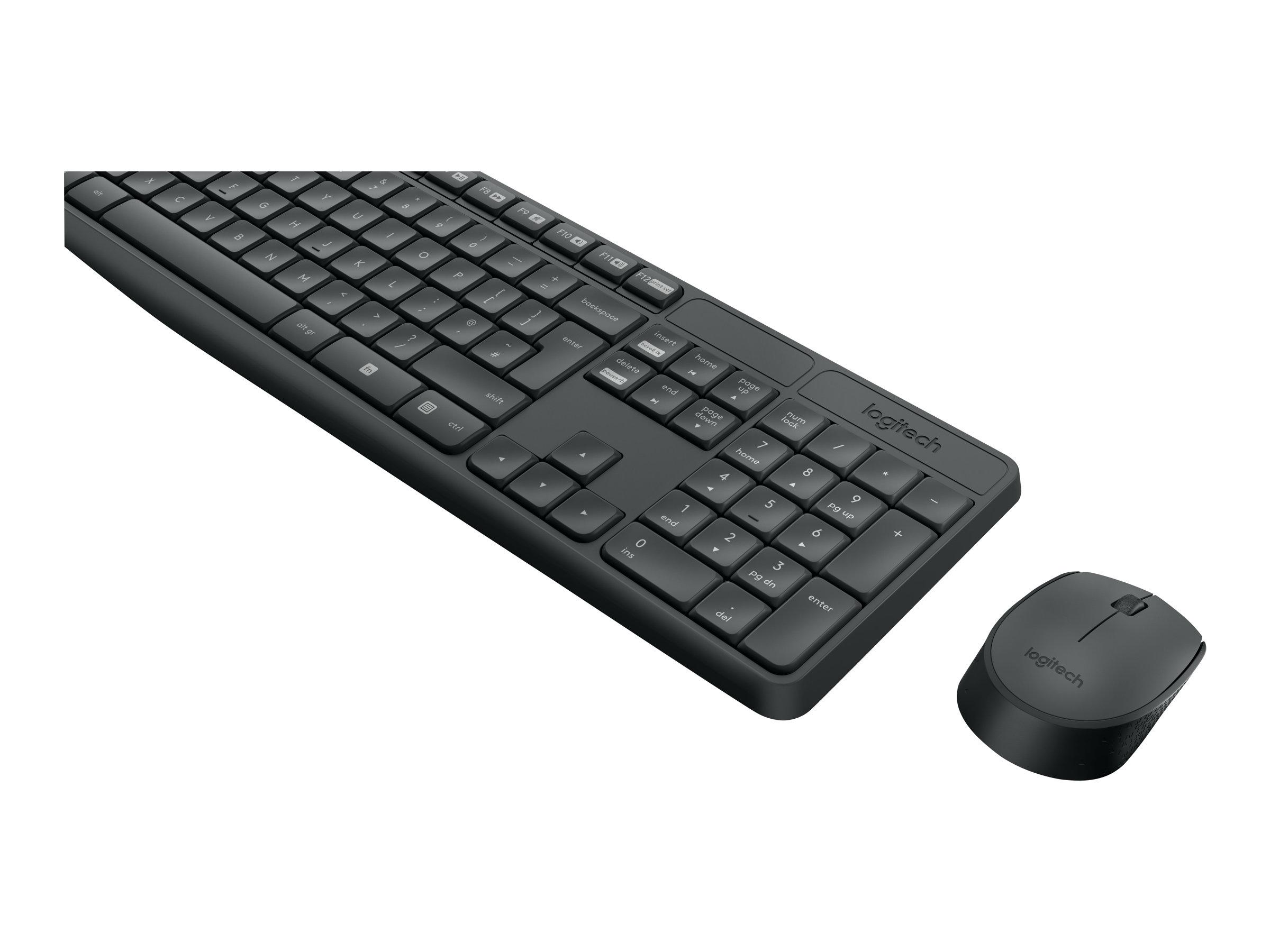Logitech MK235 trådløst tastatur- og musesæt 2.4 GHz med Pan Nordic-layout - sort