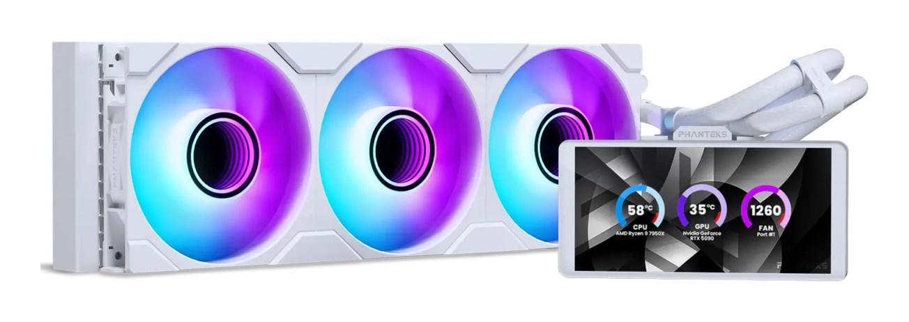 Phanteks Glacier One 360M25 LCD AiO-vandkøler 360 mm med 6-tommer display - hvid