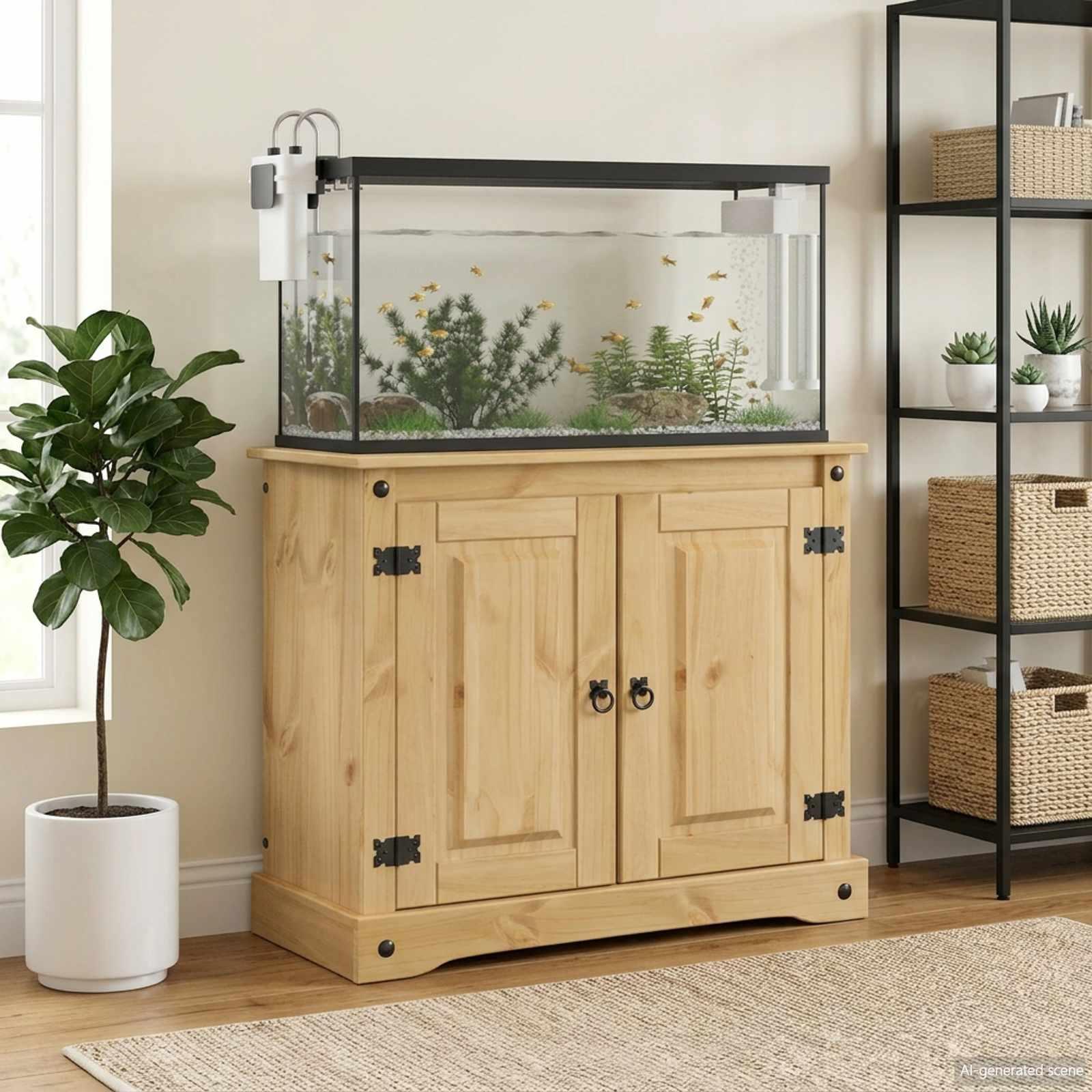 Akvarium stand Corona brun 81,5 x 37 x 73 cm i massivt fyrretræ