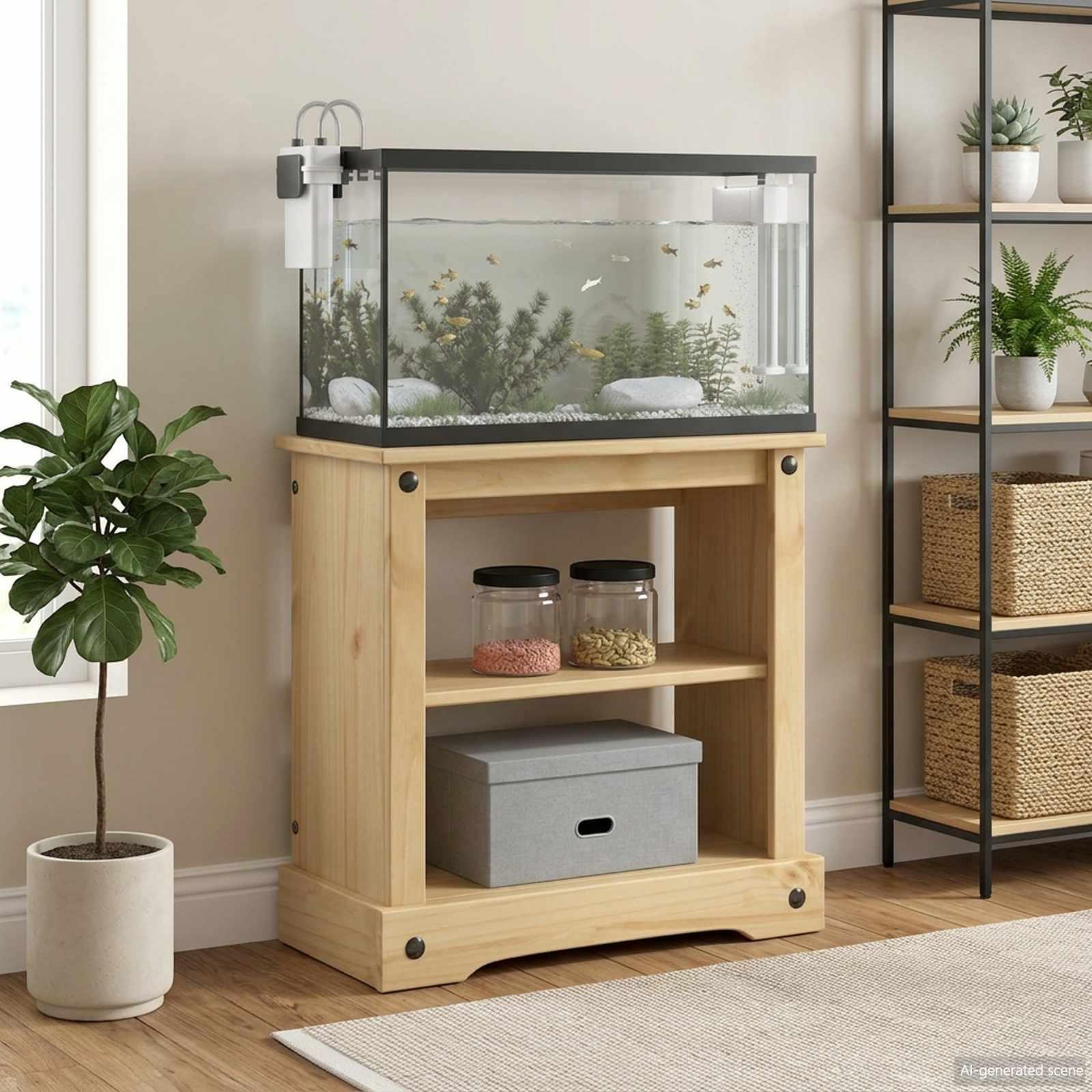 Akvariestand Corona brun 60,5 x 30 x 60 cm i massivt fyrretræ
