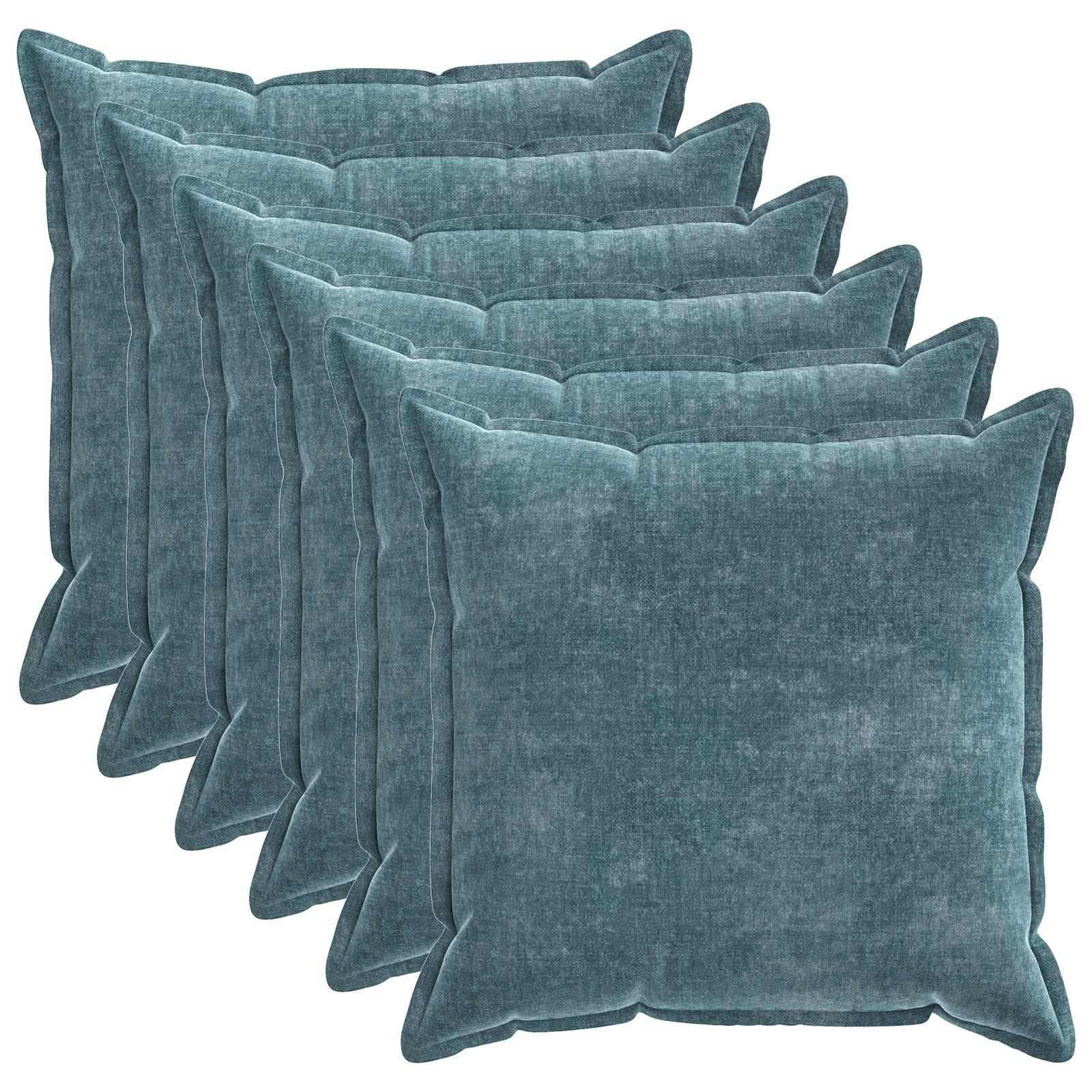 Pudebetræk HOUTEN 6 stk. blå 55 x 55 cm i chenille stof billede