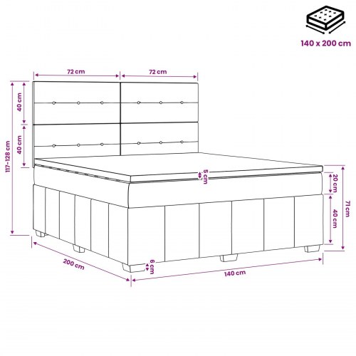LED boksmadrasseng med madras 140 x 200 cm mørk brun stof