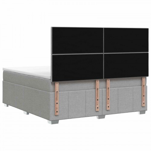 LED boksmadrasseng med madras 140 x 200 cm i lysegrå stof