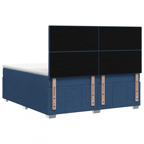 LED boksmadrasseng med madras 140 x 190 cm - blå stof