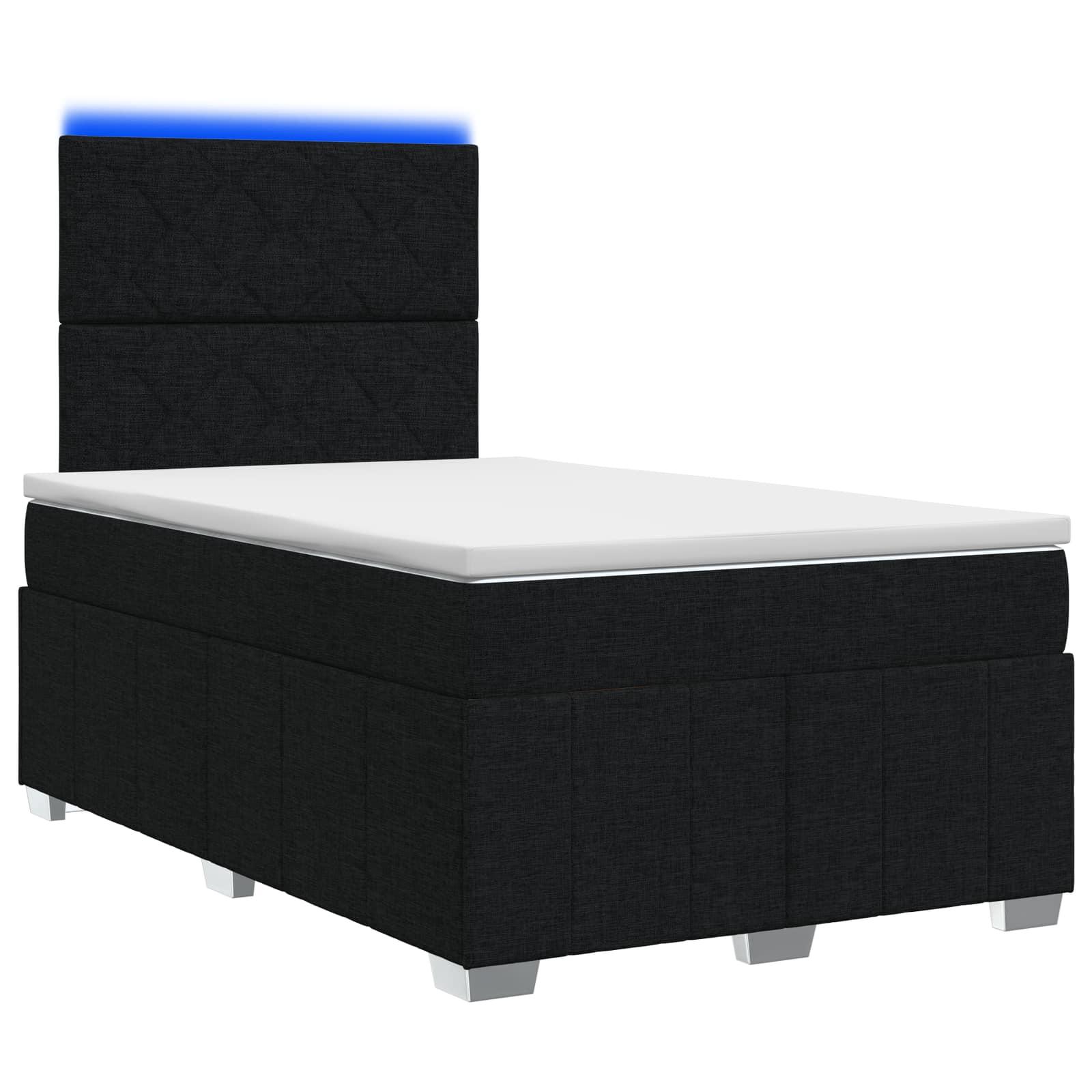 LED boksmadrasseng med madras 120 x 200 cm - sort stof