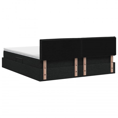 LED opbevaringsseng med madras 140 x 200 cm - sort stof