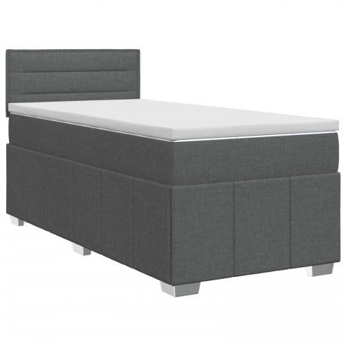 Boxmadras med topmadras 90 x 200 cm mørkegrå stof