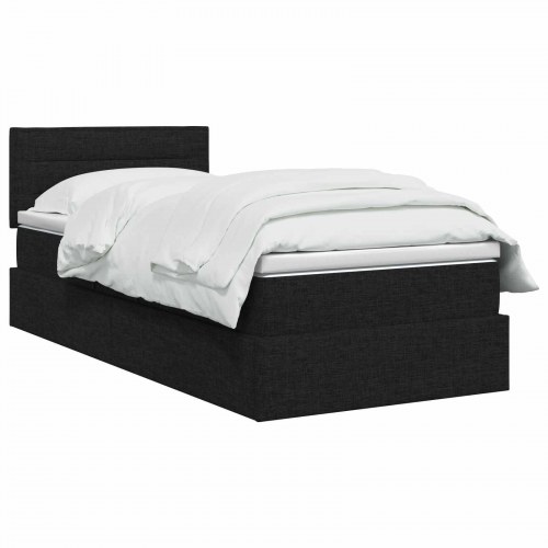 Seng med opbevaring og madras 90 x 190 cm sort fløjl