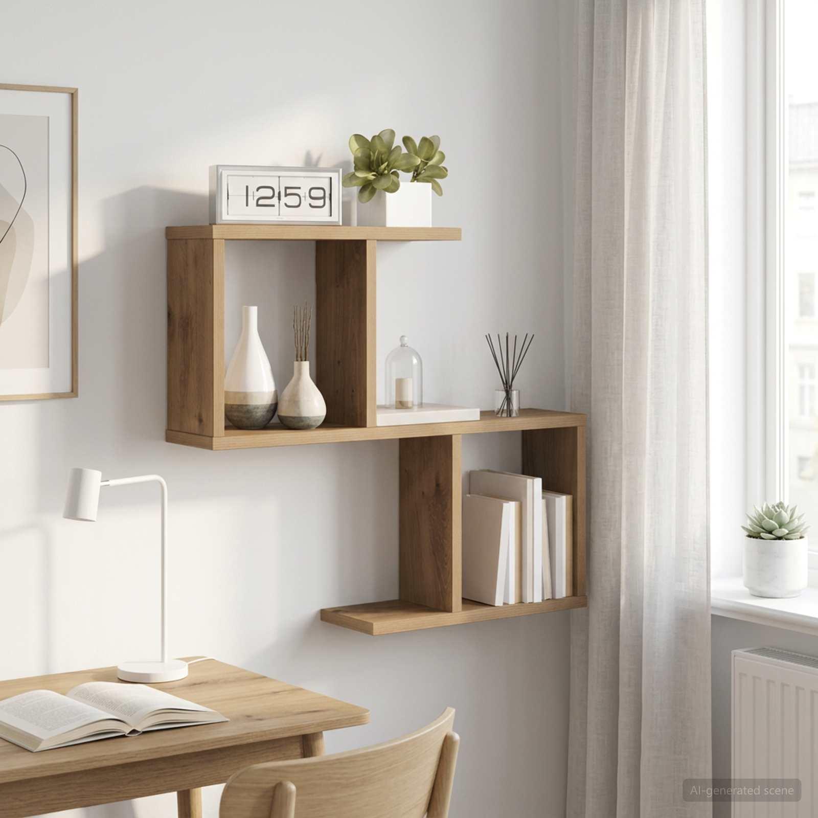 Væghylde i artisan-eg 60 x 12 x 50,5 cm i konstrueret træ