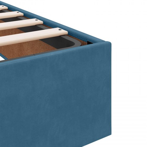 Opbevaringsseng med hovedgærde 160 x 200 cm i mørk blå fløjl