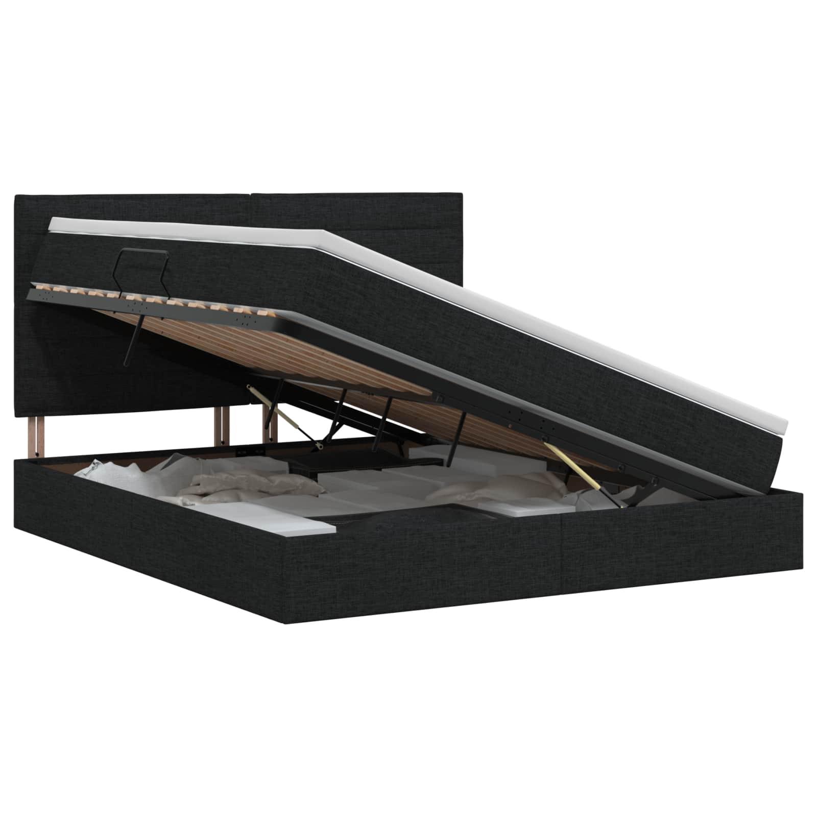 Seng med opbevaring og madras 160 x 200 cm - sort