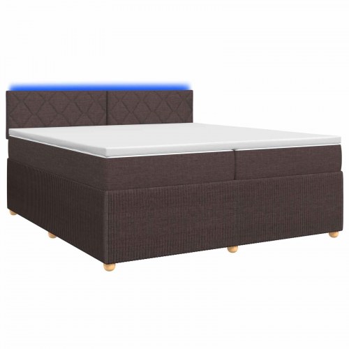 Madras med topmadras og LED mørk brun 200 x 200 cm stof