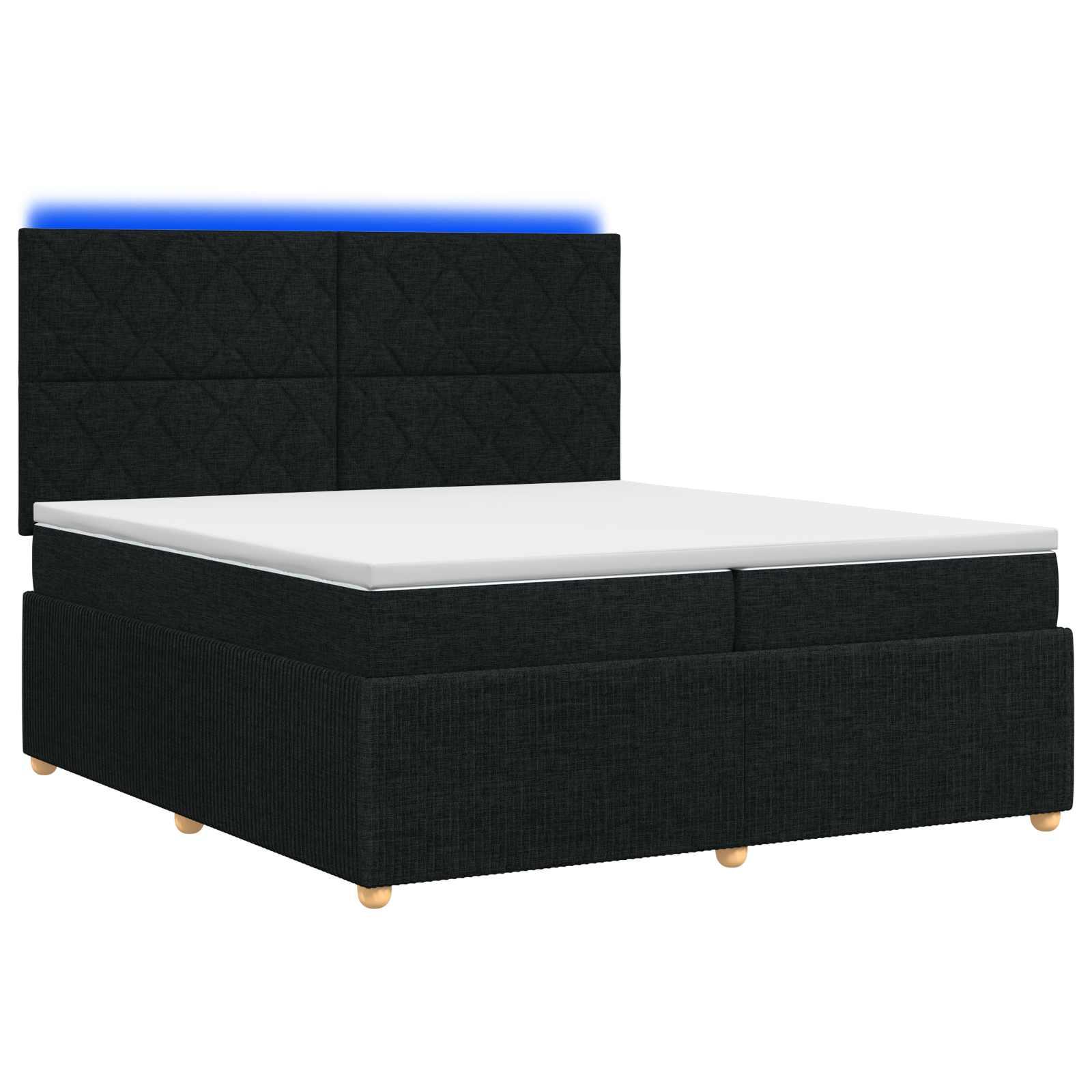 LED boksmadrasseng med madras 200 x 200 cm - sort stof