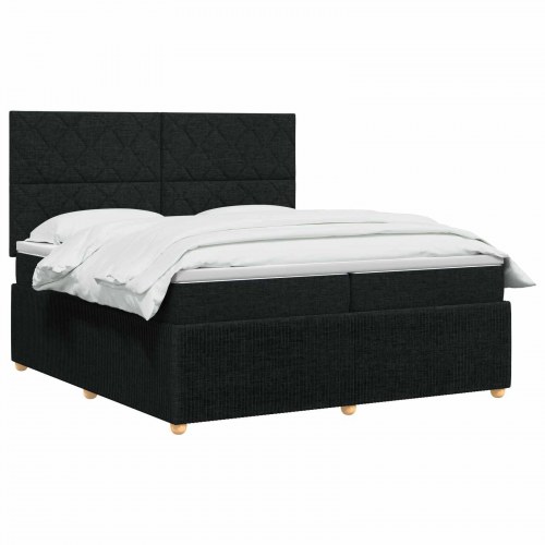 LED boksmadrasseng med madras 200 x 200 cm - sort stof