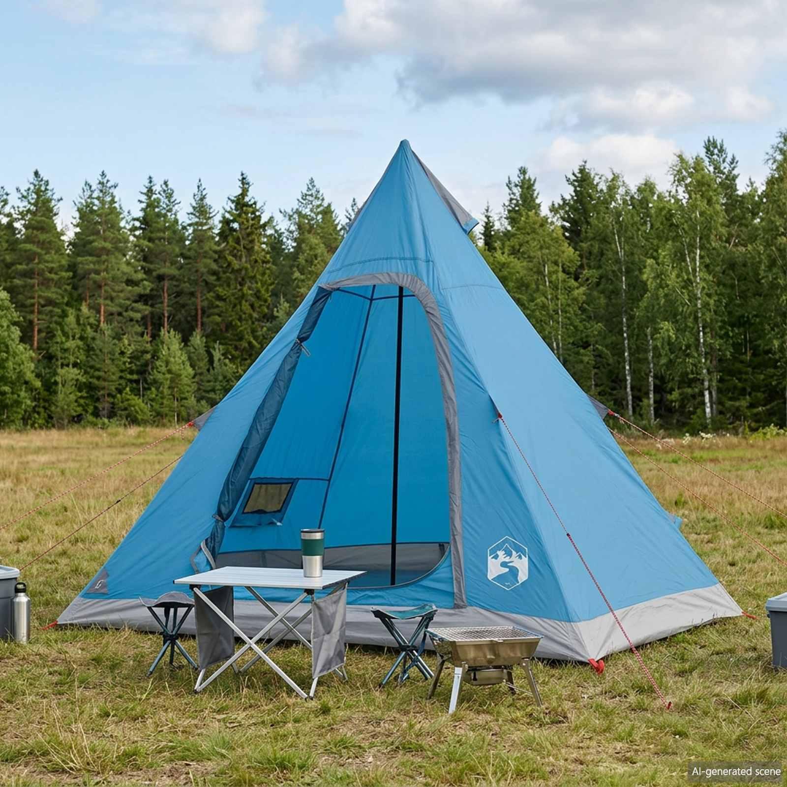 Tipi telt til 3 personer i blå 185T polyester med PU coating