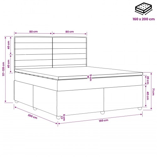 LED boksmadrasseng med madras 160 x 200 cm i sort stof