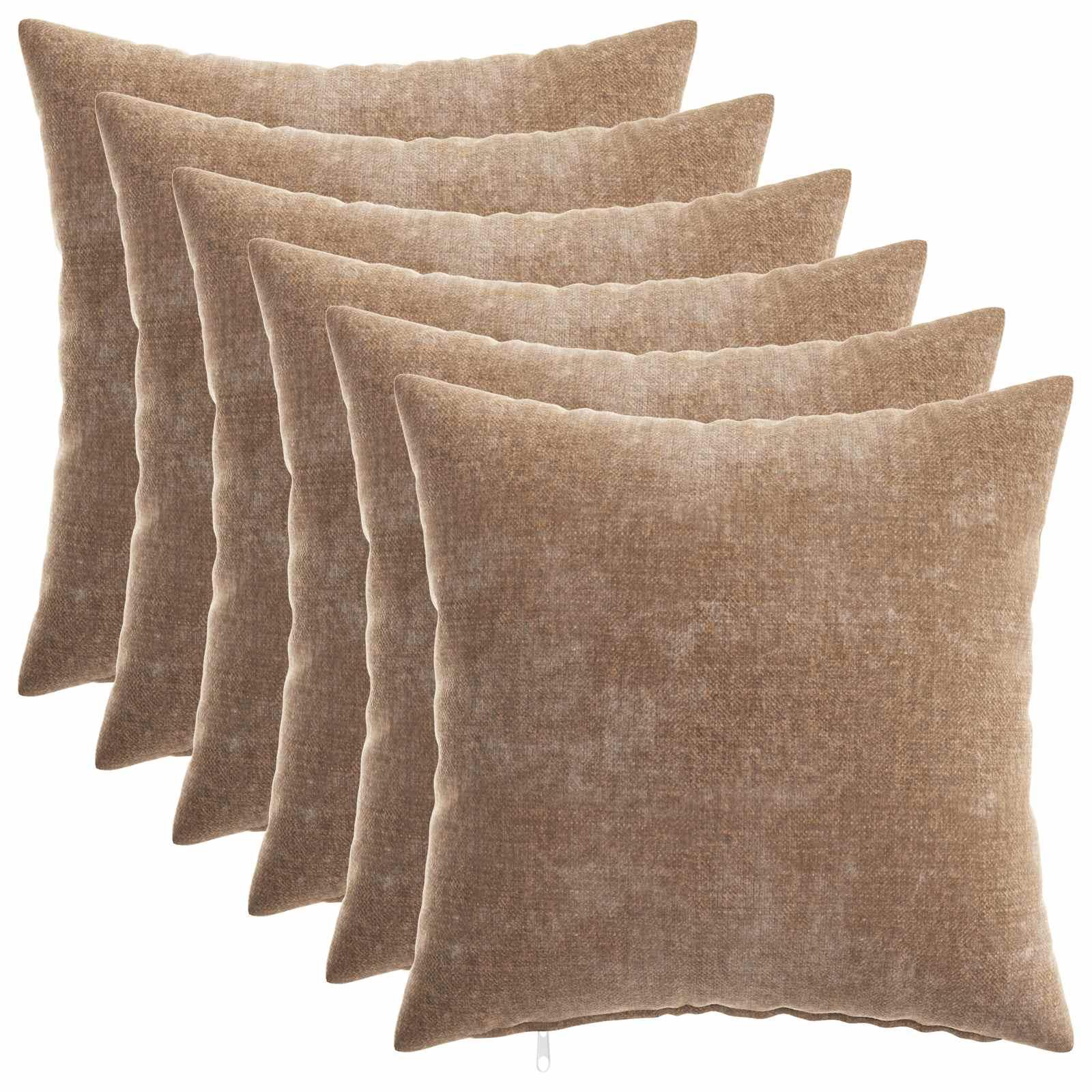 Pudebetræk HEERLEN brun 30 x 30 cm chenille stof 6 stk.