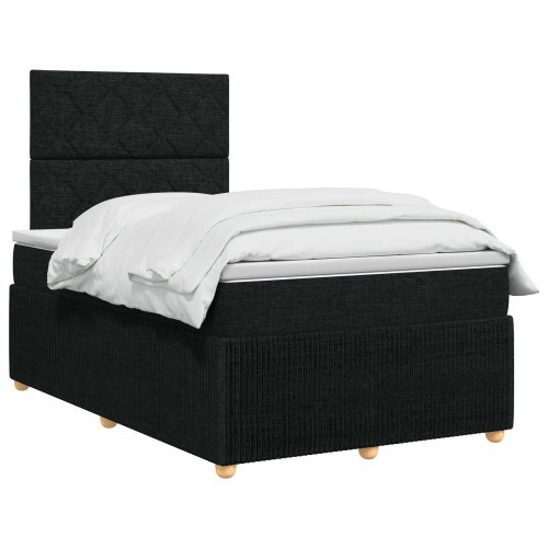 LED boksmadrasseng med madras 120 x 200 cm - sort stof