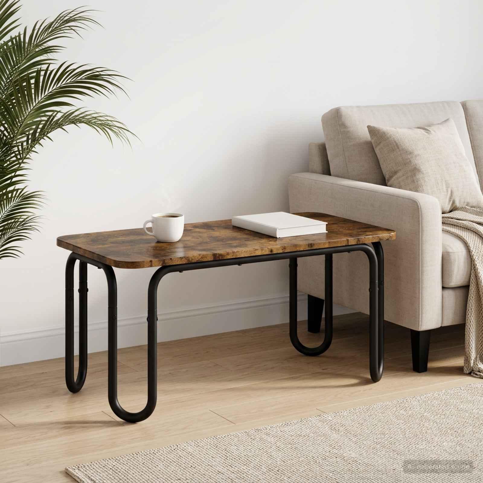 Sofabord i røget eg 100 x 50 x 45 cm med U-formede ben billede