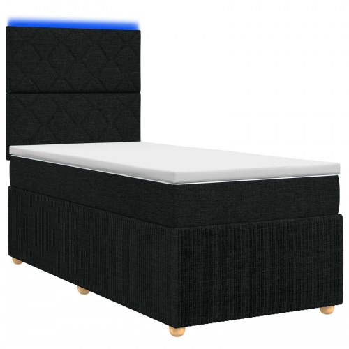 LED boksmadrasseng med madras 100 x 200 cm - sort stof