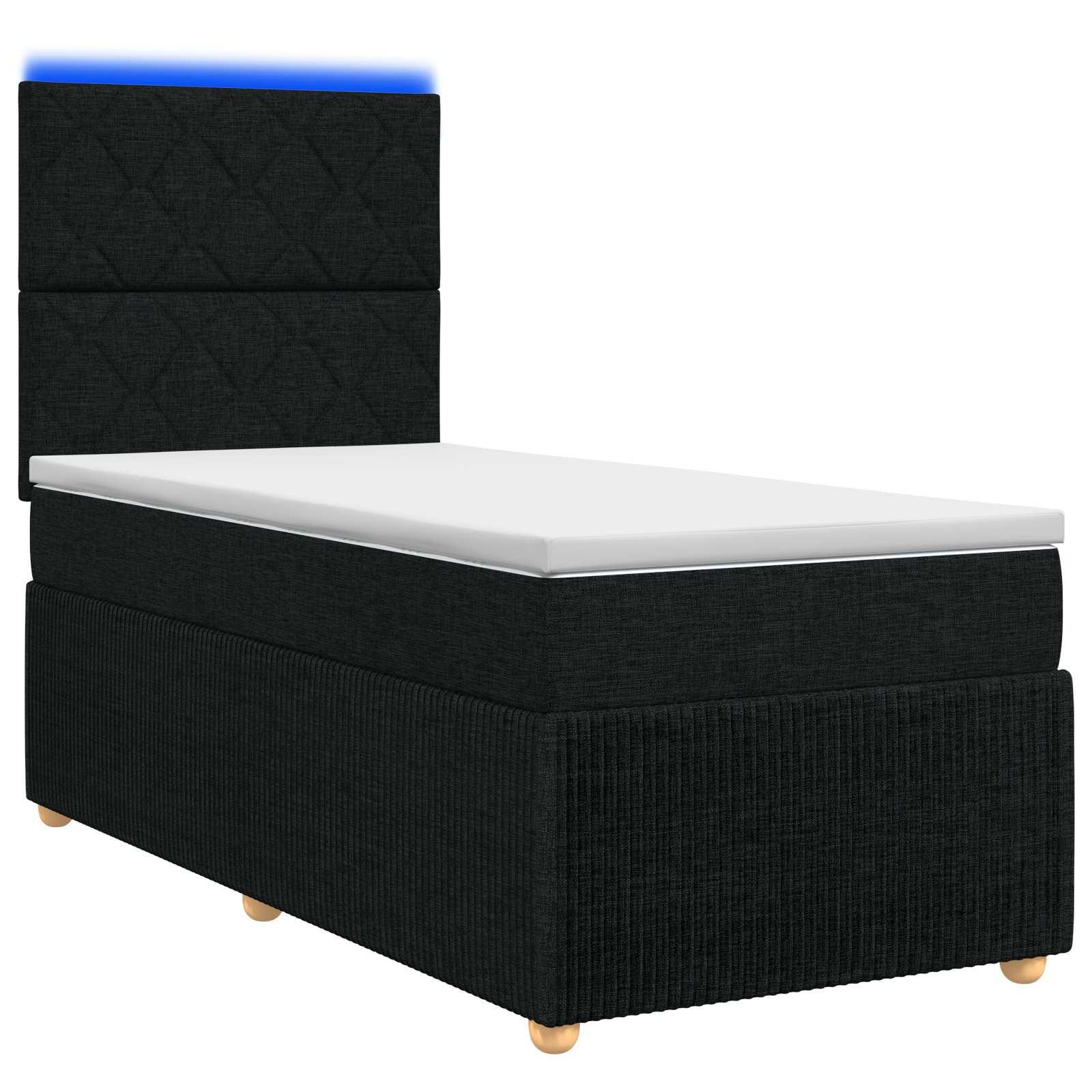 LED boksmadrasseng med madras 100 x 200 cm - sort stof