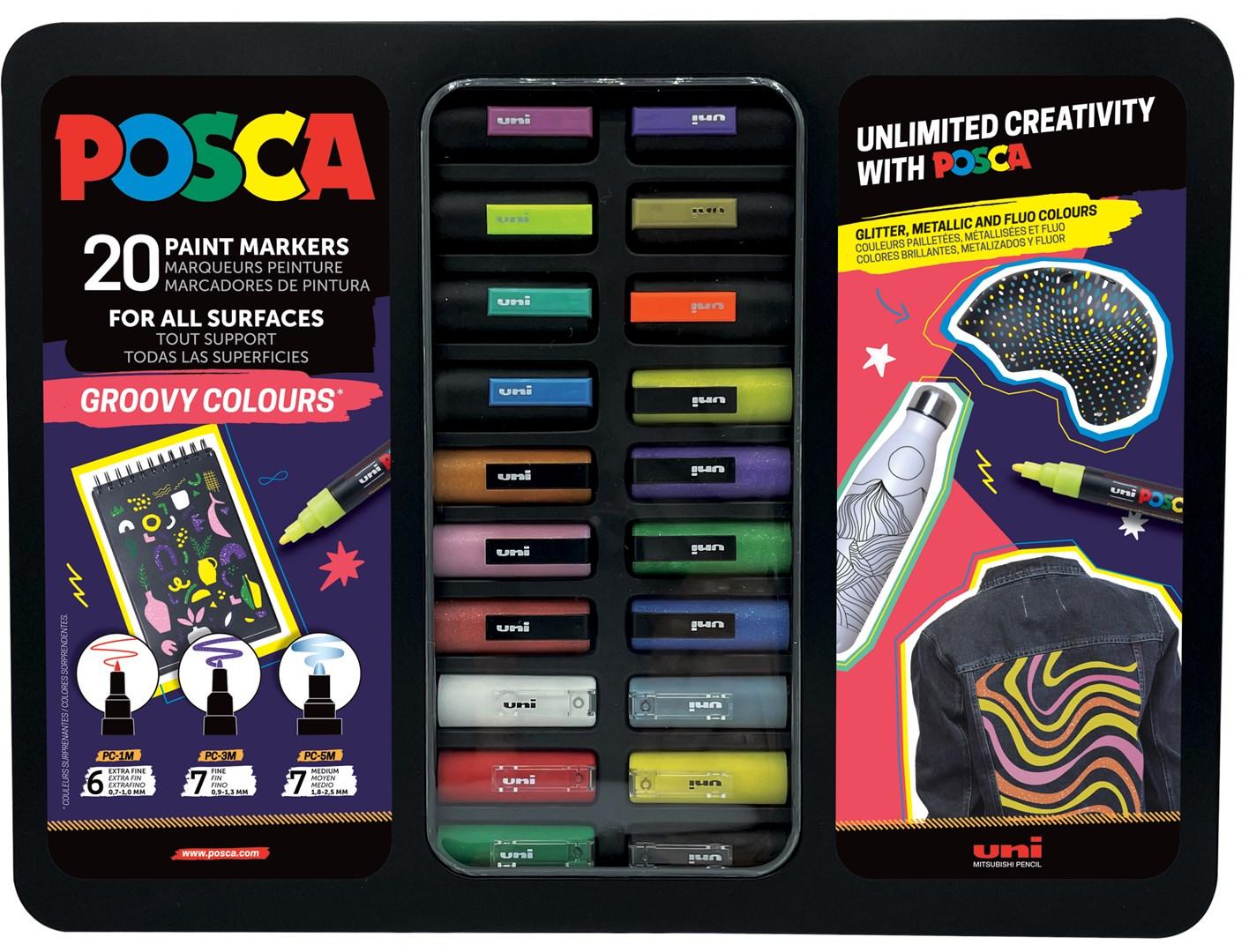 POSCA marker sæt i etui Groovy Colours 20 stk