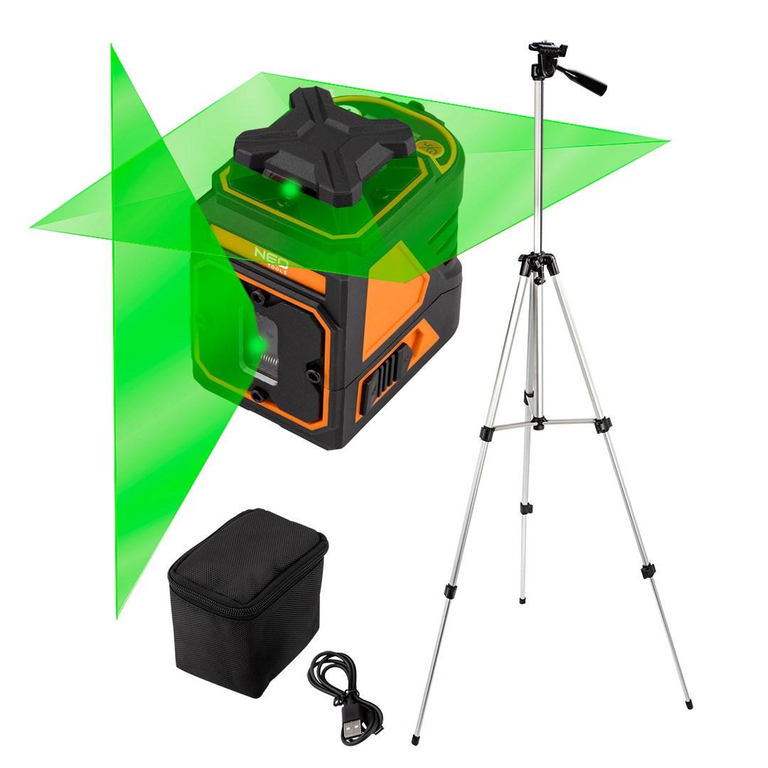 NEO TOOLS planlaser 30 m med 5 linjer, etui og stativ 1,5 m billede