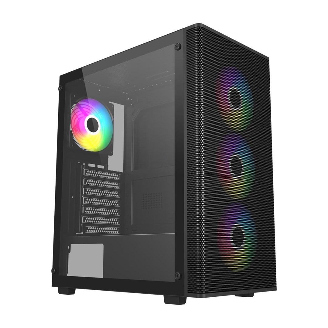 FSP M220-BA midi tower pc-kabinet ATX/mATX sort med ARGB