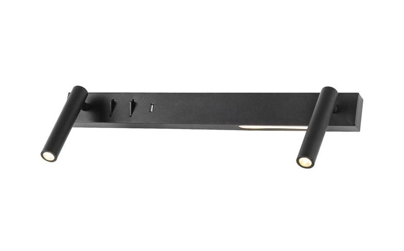 LED væglampe med USB 6+6 W 660 lm - sort