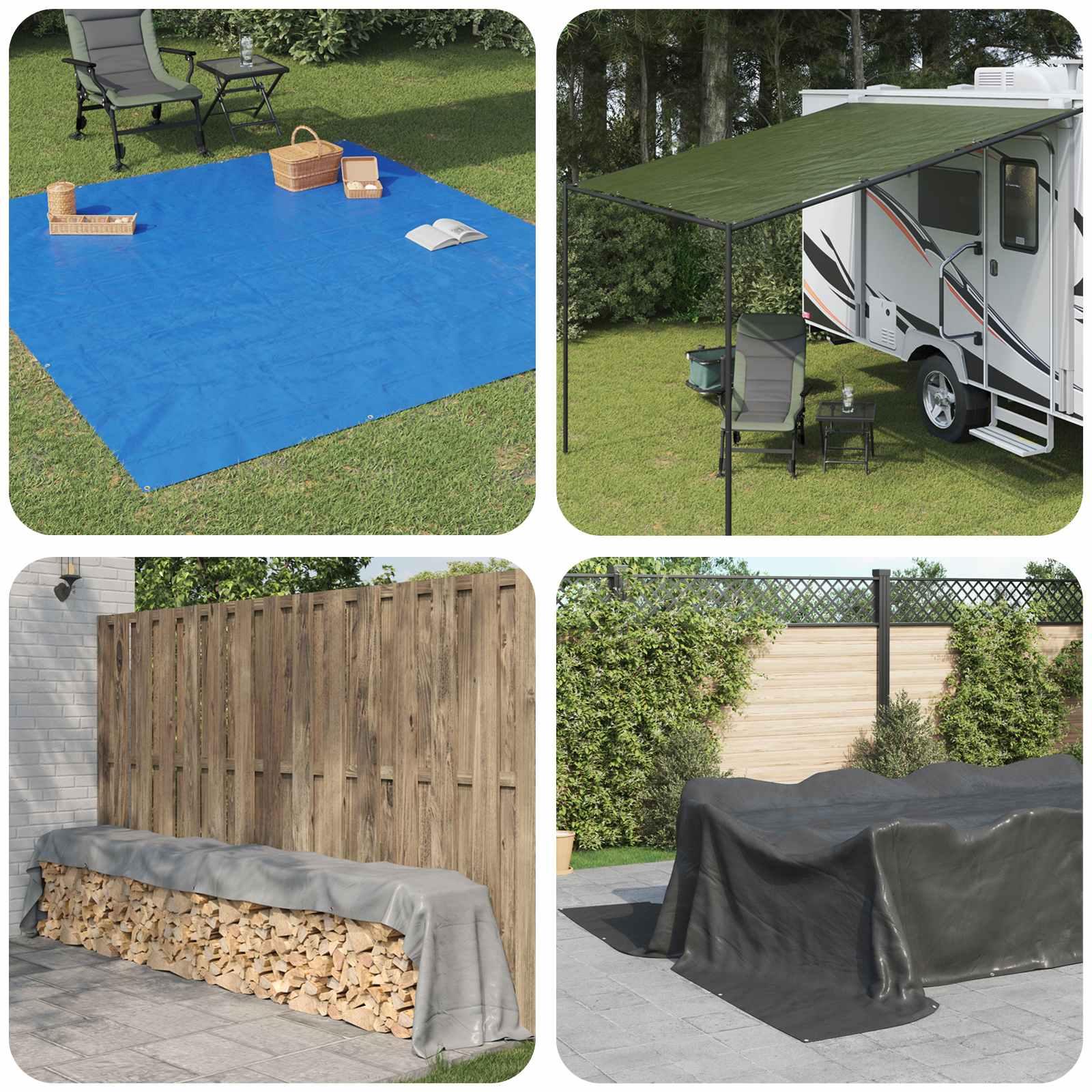 Presenning med øjer 6 x 6 m hvid 90 g/m² PE
