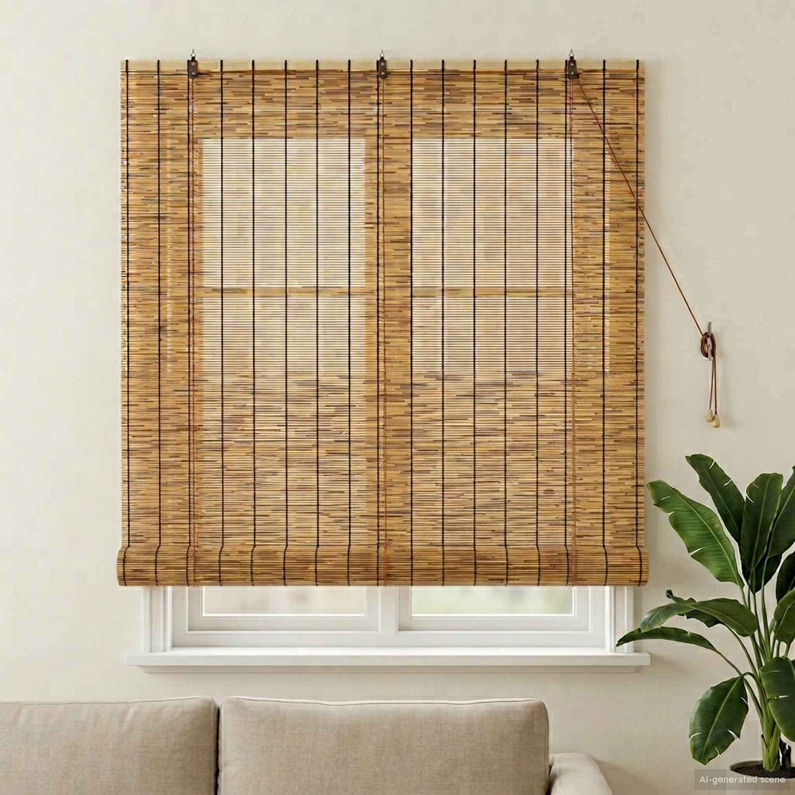 Rullegardin i rør brun 140 x 160 cm lysfiltrerende